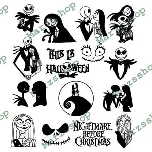15-teiliges SVG- und PNG-Bundle Dies ist Halloween, Jack und Sally svg, Jack svg, Sally svg, Jack png, Halloween-Paar svg, Halloween Hill svg