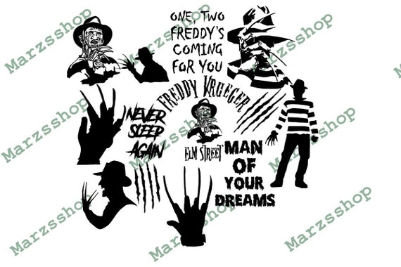 13 Piece SVG and PNG Bundle The Man In Your Dreams, Never Sleep Again svg, Man of Your Dreams svg, One Two svg, Claw Hands png, Freddy svg