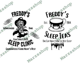Paquete SVG y PNG de 2 piezas Freddy, Freddy's Sleep Clinic svg, Freddy's Sleep Teas svg, Elm Street svg, Freddy svg