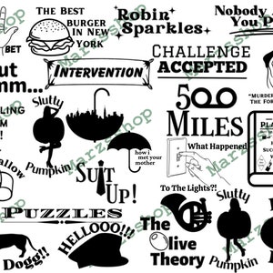 24 piezas SVG y PNG Cómo conocí a vuestra madre, Zitch Dog svg, Mejor hamburguesa svg, Trajes svg, Botas vaqueras rojas svg, Rompecabezas svg, The Playbook svg