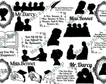 27 Piece SVG and PNG Bundle Pride and Prejudice, Love Story svg, I Love You Most Ardently svg, You Have Bewitched Me svg