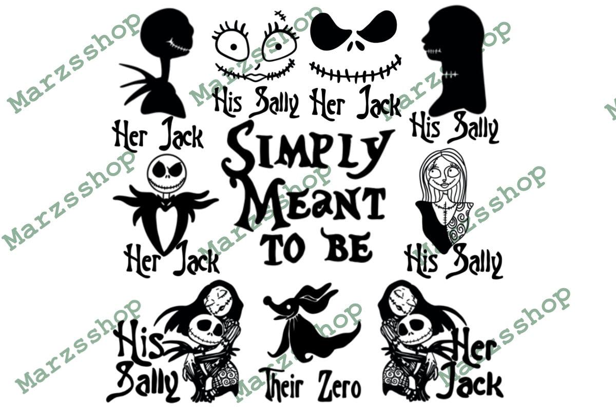 Sally Icon 10 Piece SVG and PNG Bundle Jack and Sally, Jack Svg, Sally Svg, Zero ...