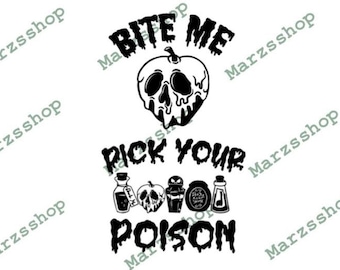 2 Piece SVG and PNG Bundle Villains Inspired, Pick Your Poison svg, Villains svg, Poison Apple svg, Bite Me svg
