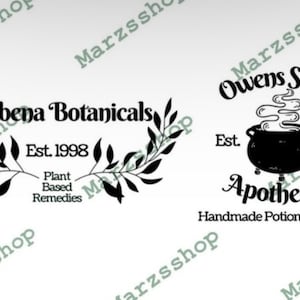 2 stuk SVG en PNG bundel Verbena Botanicals, Owens Sisters apotheker SVG, praktische magie SVG, Owens Sisters apotheker PNG