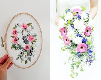 Personalized Floral Bouquet Replica, Wedding Bouquet Keepsake, Custom Bridal Bouquet Wedding, Flower Bouquet Embroidery, Embroidery by AAPI