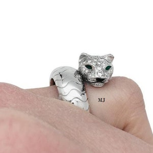 Pierścień Pantery/Pierścień Jaguara/Pierścień Zwierzęcy/Pierścień Motocyklowy/Pierścień Iced Out Panther/Pierścień Zielonooka Pantera/Pierścień Vintage/Prezent Dla Niego/Pierścionki Z Kamieniami Cz