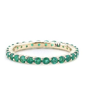 Natural Emerald Wedding Full Band. Sterling Silver Band, Emerald Half Eternity Band, May Birthstone, Matching Band, Anniversary Gift For Her