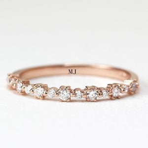 Natural Diamond CZ Half Eternity Band: Sterling Silver Promise Ring