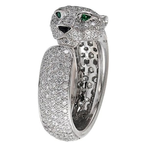 925 zilver witgoud panter dier tijger luipaard jaguar kristal strass zirkonia ring, dames feestringen, verjaardagscadeau voor haar