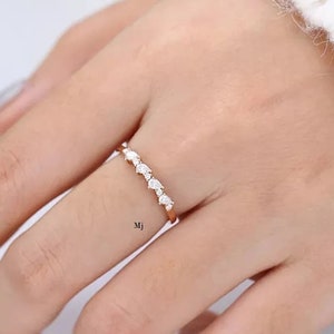 Pear CZ Diamond Wedding Band: Rose Gold Plated Sterling Silver Art Deco Ring