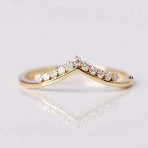 Diamond Chevron Ring: Sterling Silver V Stacking Band