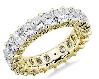 Emerald Cut CZ Full Eternity Band: 14K Yellow Gold Wedding Ring