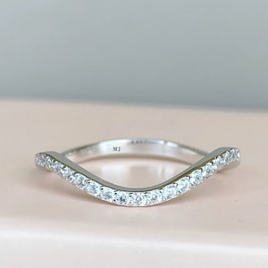 Anello mezza eternità in argento sterling con diamanti bianchi e zirconi cubici