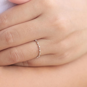 Handmade Dainty Rose Gold Ring: Sterling Silver CZ Gemstone Stacking Ring