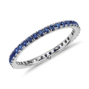 Blue Sapphire band ring, Unique Sapphire Wedding band bridal proposal Band rings gift for her, Full eternity band rings For Women Minimalist