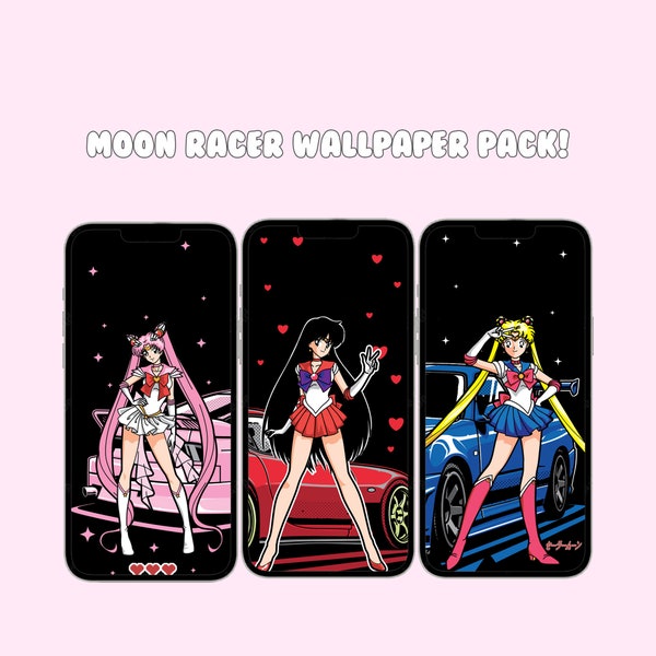 Sailormoon Racer Aesthetic Iphone/Android Phone Background Trio Pack