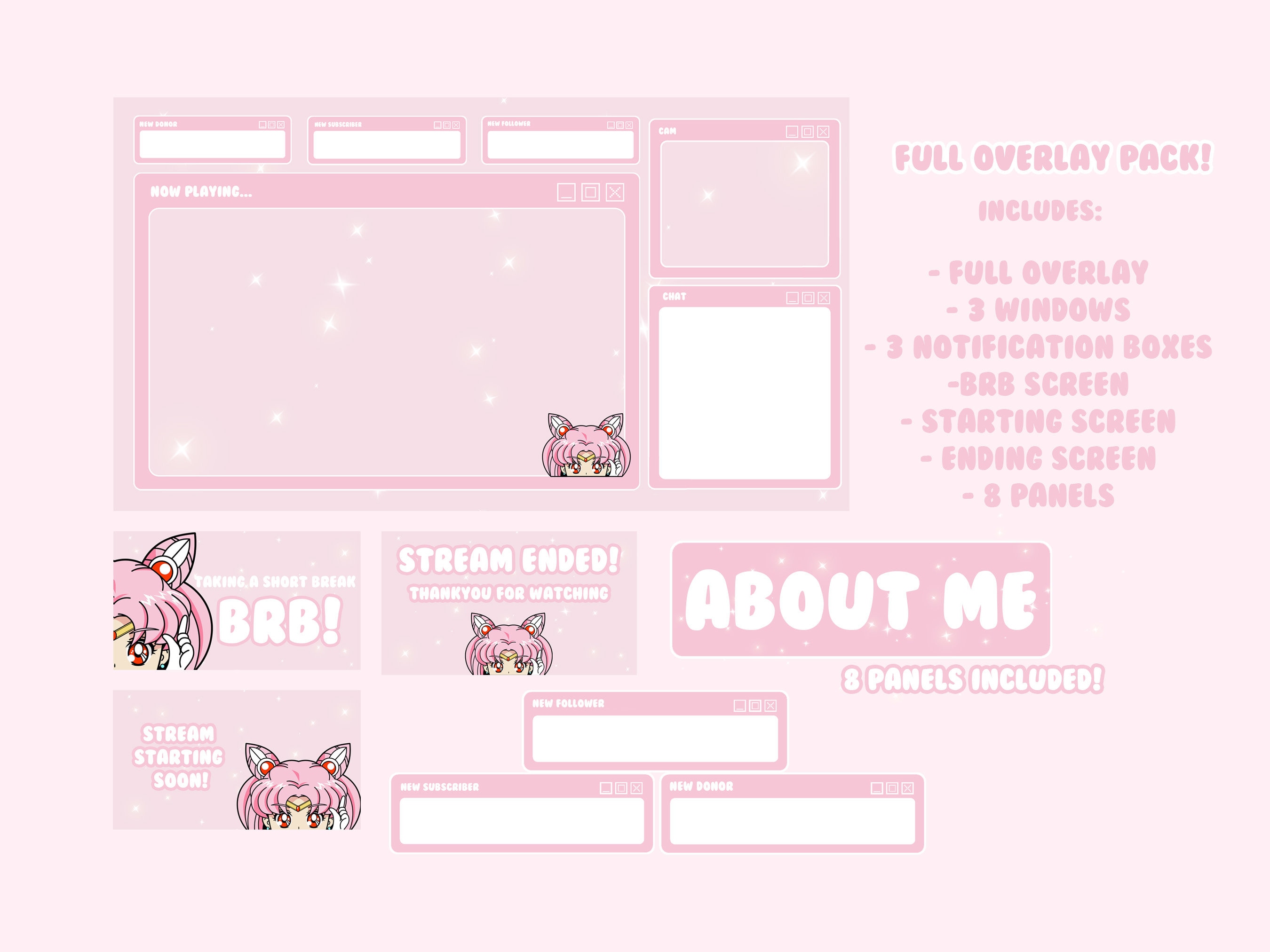 Cute Kawaii Overlay Screen - Pink