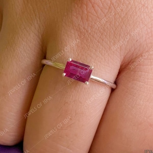 Ruby Ring, Dainty Solitaire 14k Gold Ring, Stackable Ring, 925 Silver Handmade Ring, Women Everyday Ring, Gift For Girlfriend Rose Gold