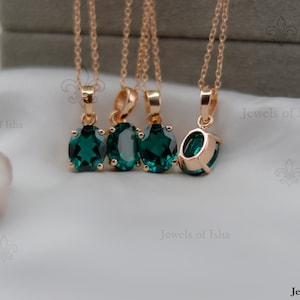 ロンドンブルートパーズ 8 x 10 オーバルカットネックレス、14K 