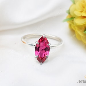 Ruby Ring, Unique Handmade Marquise Ring,Ruby Solitaire Wedding Engagement Ring,925 Silver 14k Gold Vermeil Women Ring Promise Proposal Ring