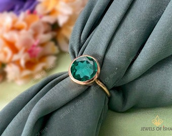 Teal Sapphire Ring, Round 10mm Solid Handmade, 925 Silver or 18k Gold, Green Sapphire Ring, Women Gift Ring, Solitaire Ring Anniversary Gift