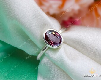 Sierlijke Alexandrite Ring, Kleurverandering Alexandrite, 925 Solid Silver of 18k Gold Filled, Paars Blauwe Alexandrite, Bruiloft Verlovingsring