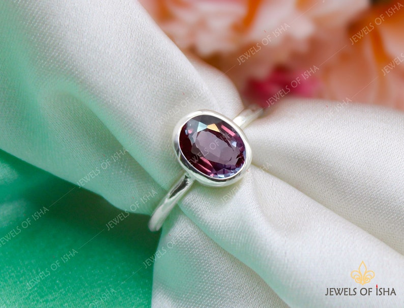 Dainty Alexandrite Ring, Color Change Alexandrite, 925 Solid Silver or 18k Gold Filled, Purple Blue Alexandrite, Wedding Engagement Ring image 1