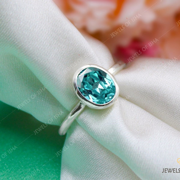 Stunning Paraiba Tourmaline Ring, Dainty Oval 6 x 8 mm Oval Paraiba Tourmaline Ring, Solitaire Ring, Stacking Ring, October Birthstone