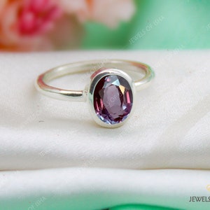 Dainty Alexandrite Ring, Color Change Alexandrite, 925 Solid Silver or 18k Gold Filled, Purple Blue Alexandrite, Wedding Engagement Ring image 3