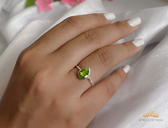 Bague En Argent Massif 925 Avec Péridot Naturel 21x16x8 Mm - Taille 59 - Neuf Avec Écrin