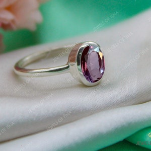 Dainty Alexandrite Ring, Color Change Alexandrite, 925 Solid Silver or 18k Gold Filled, Purple Blue Alexandrite, Wedding Engagement Ring image 4