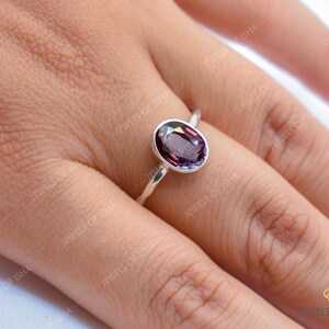 Dainty Alexandrite Ring, Color Change Alexandrite, 925 Solid Silver or 18k Gold Filled, Purple Blue Alexandrite, Wedding Engagement Ring image 2