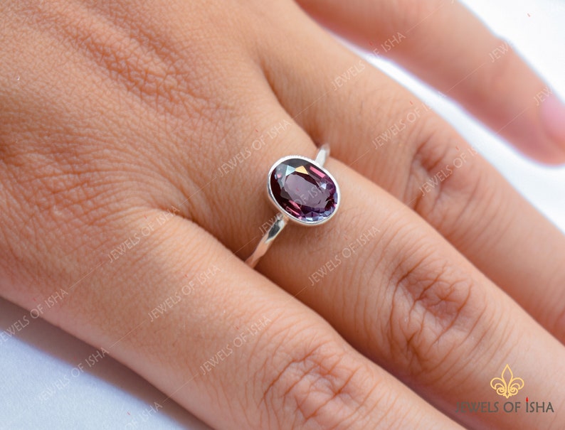 Dainty Alexandrite Ring, Color Change Alexandrite, 925 Solid Silver or 18k Gold Filled, Purple Blue Alexandrite, Wedding Engagement Ring image 2