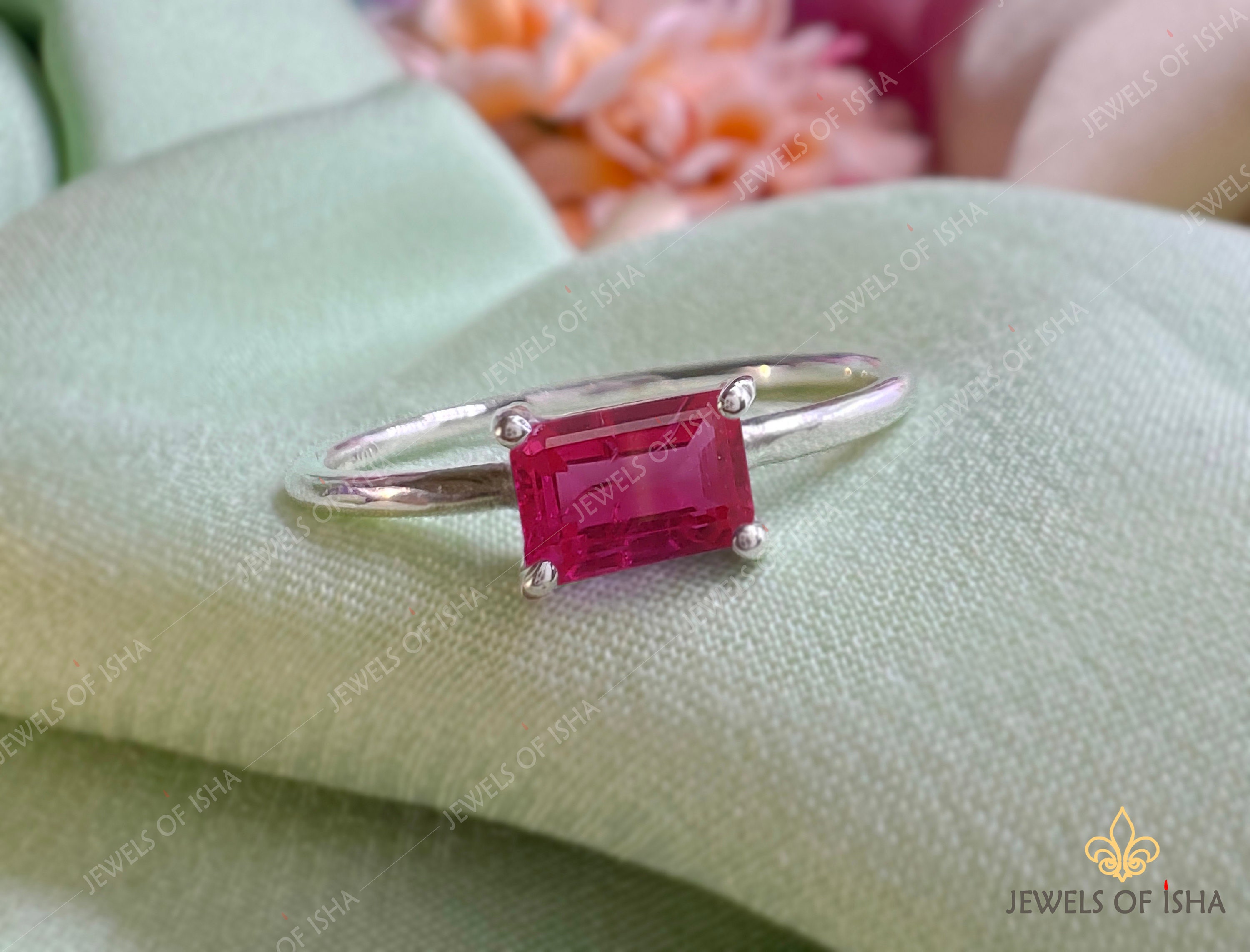 Ruby Ring, Dainty Solitaire 14k Gold Ring, Stackable Ring, 925 Silver ...