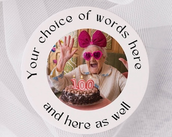 Gepersonaliseerde foto Afbeeldingsafbeelding, etiketten op maat gemaakte stickers, kinderfeestje, bedankzakje, gepersonaliseerde stickers