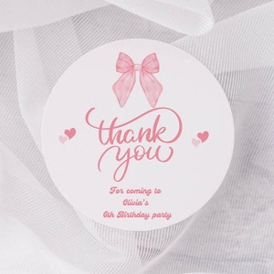 Merci d'être venu à ma fête, autocollants, autocollants pour sac cadeaux, autocollants de remerciement, cinq tailles, autocollants noeud, autocollants nom 5 tailles