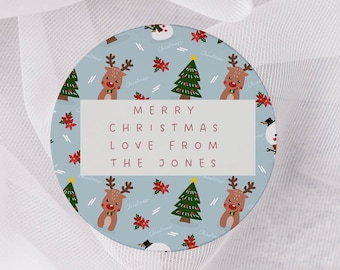 Merry Christmas Stickers, Christmas Labels, Christmas Gift Labels, reindeer Stickers, Envelope Seals, personalised Christmas Stickers