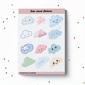 Cloud Stickers, Sticker Sheets, Planner Stickers , Bullet Journal Stickers , Journal Stickers , Scrapbook Stickers, weather stickers