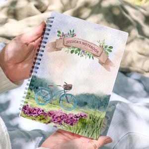 Personalised spiral Notebook, Watercolour Softback Wirebound Notepad (A5 or A4)