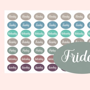 Days of the week Stickers, planner stickers