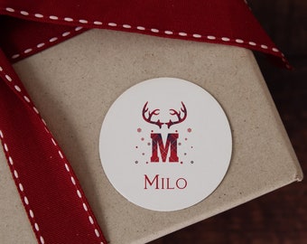 Personalised Christmas Stickers, Christmas Labels, Christmas Gift Labels, Santa Initial Stickers, Christmas Stag Stickers, name stickers