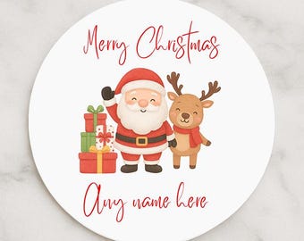 Personalised Christmas Stickers, Christmas Labels, Christmas Gift Labels, Santa Stickers, Christmas reindeer Stickers, name stickers