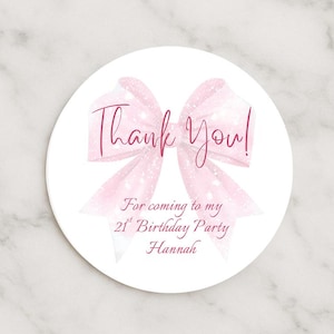 Thank you for coming to my party stickers, Goodie bag stickers, thank you stickers, five sizes, bow stickers, name stickers 5 sizes