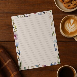 Wildflower skrivpapper A4 A5, 100gsm FSC, linjerat brevpapper, blommigt anteckningspapper för dagbok och brev bild 2