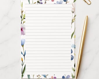 Wildflower Writing Paper A4 A5, 100gsm FSC,  Lined Stationery Letter Paper, Floral Note Paper for Journaling & Letters