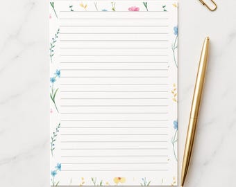 Schrijfpapier met wilde bloemen A4 A5, 100 gsm FSC, gelinieerd briefpapier, briefpapier met bloemen, notitiepapier met bloemen voor logboeken en brieven