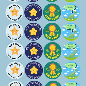 Well done stickers, personalised teacher stickers, merit stickers, teacher name, personalised stickers, merit sticker, sticker sheet