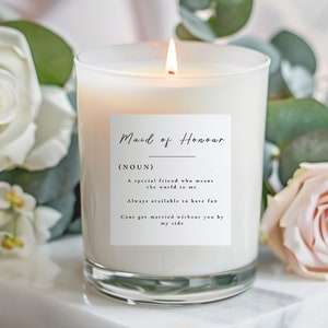 Wedding Candle Bridesmaid stickers,  candle Stickers,  Monochrome Wedding Party Proposal Box Label, Bridesmaid Maid of Honour Candle sticker