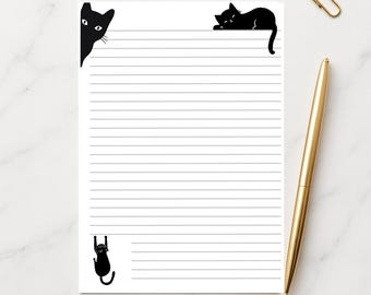 Cat Writing Paper A4 A5, 100gsm FSC,  Lined Stationery Letter Paper, Floral Note Paper for Journaling & Letters