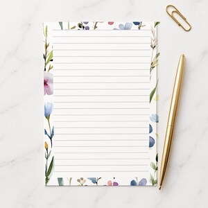 Wildflower skrivpapper A4 A5, 100gsm FSC, linjerat brevpapper, blommigt anteckningspapper för dagbok och brev bild 7